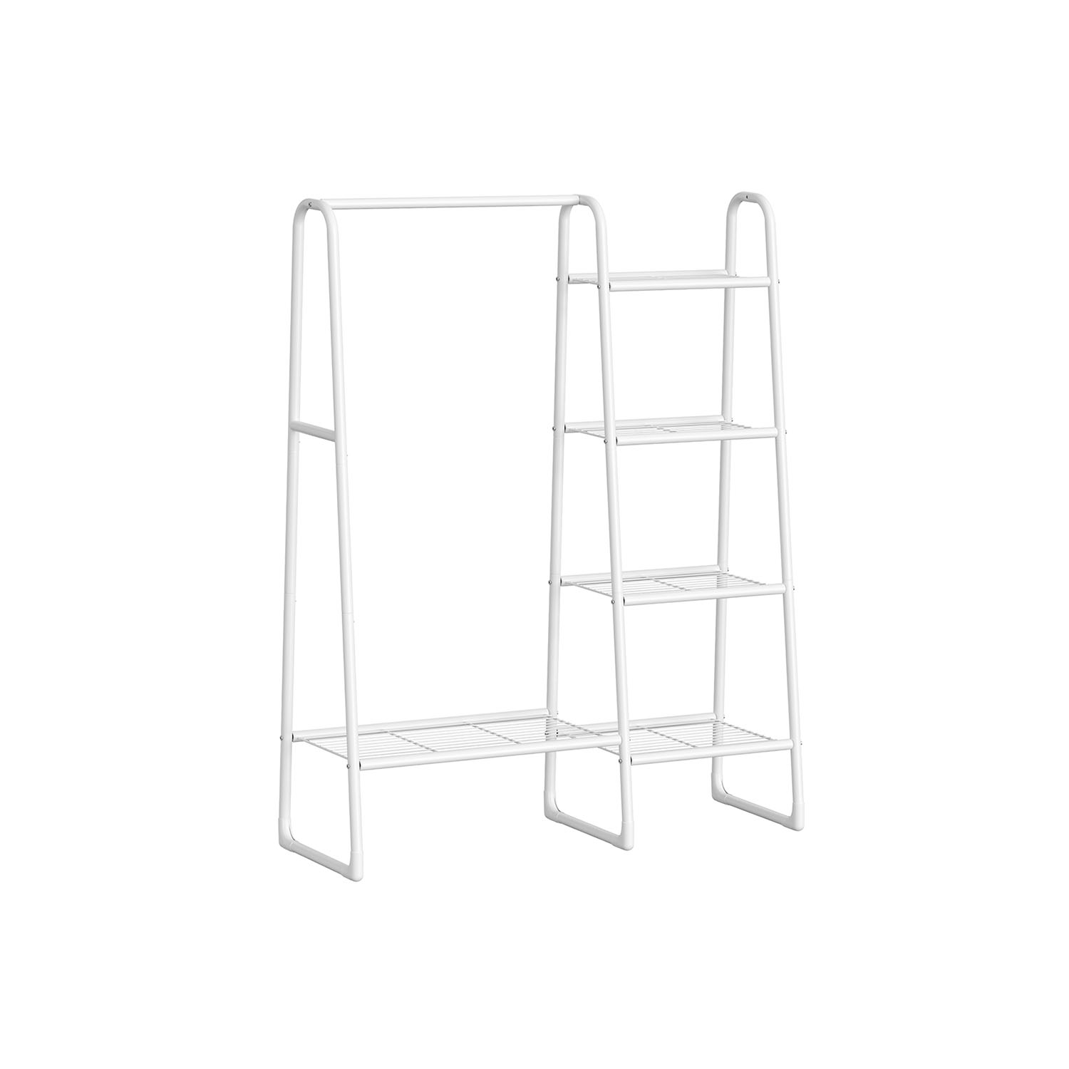 Riidestange 5 riiuliga, terasraam, valge, 40 x 101,7 x 153,3 cm