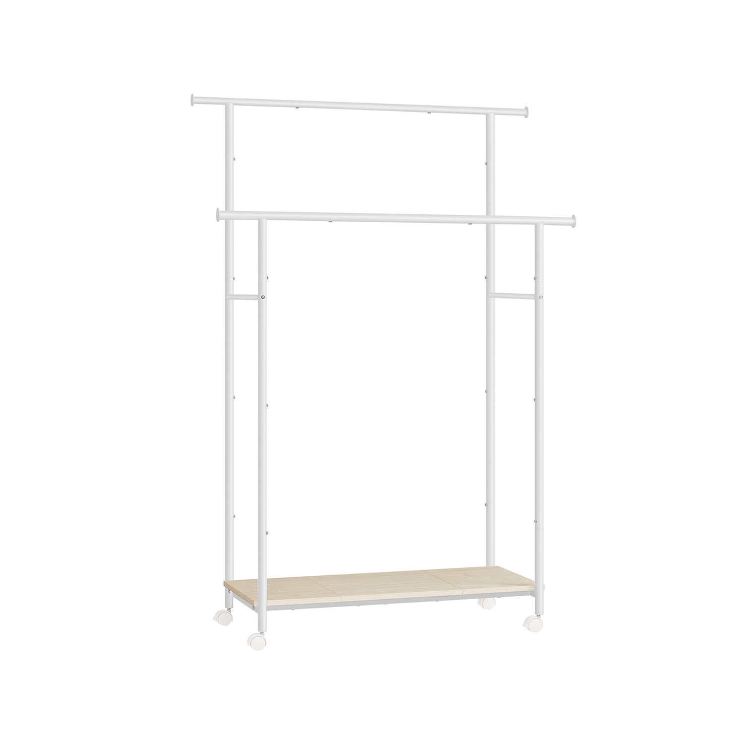Ratastega riidestange 2 stange ja riiuliga, teras, 39,6 x 98,5 x 156,8 cm