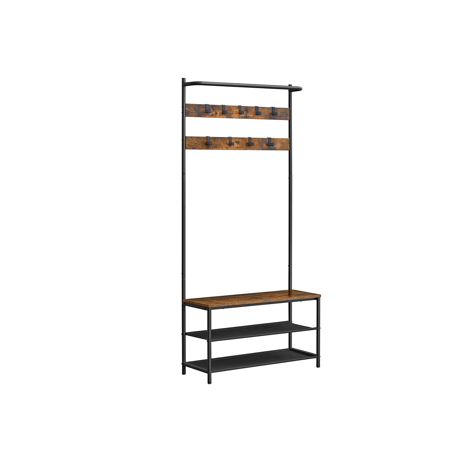 Eteinaulakko kenkäpenkillä, 32,2 x 84 x 180 cm, vintage-ruskea-musta