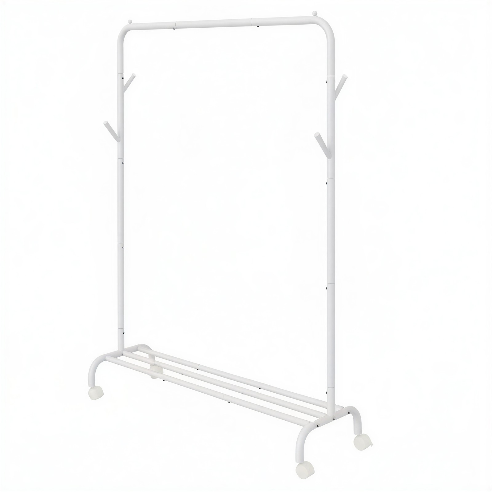 Ratastel riidestange, terasest, valge, 41 x 103,5 x 155 cm, kandevõime kuni 50 kg