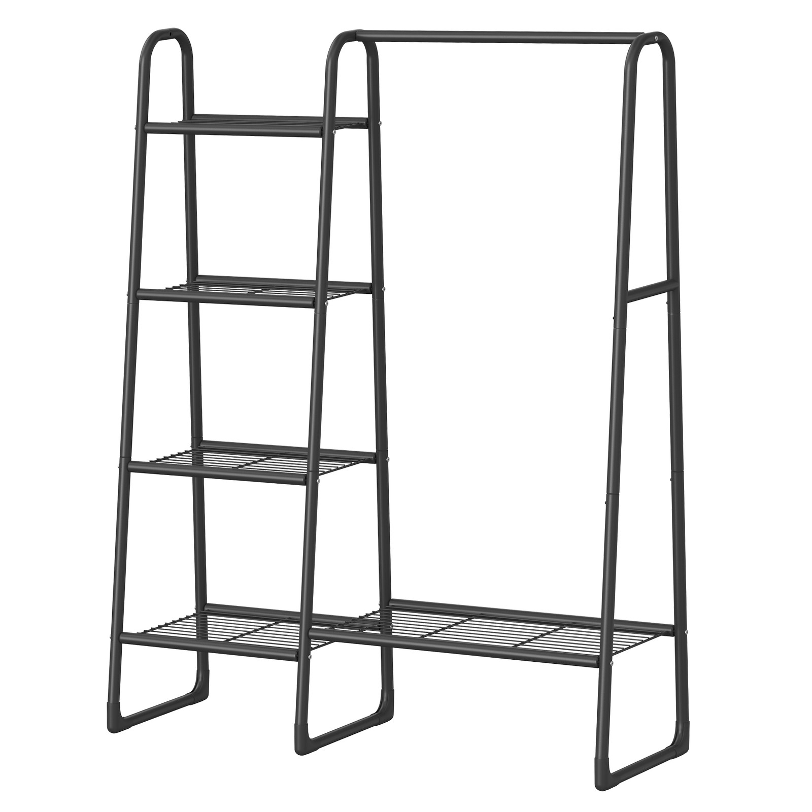 Riidestange 5 riiuliga, terasest, must, 40 x 101,7 x 153,3 cm