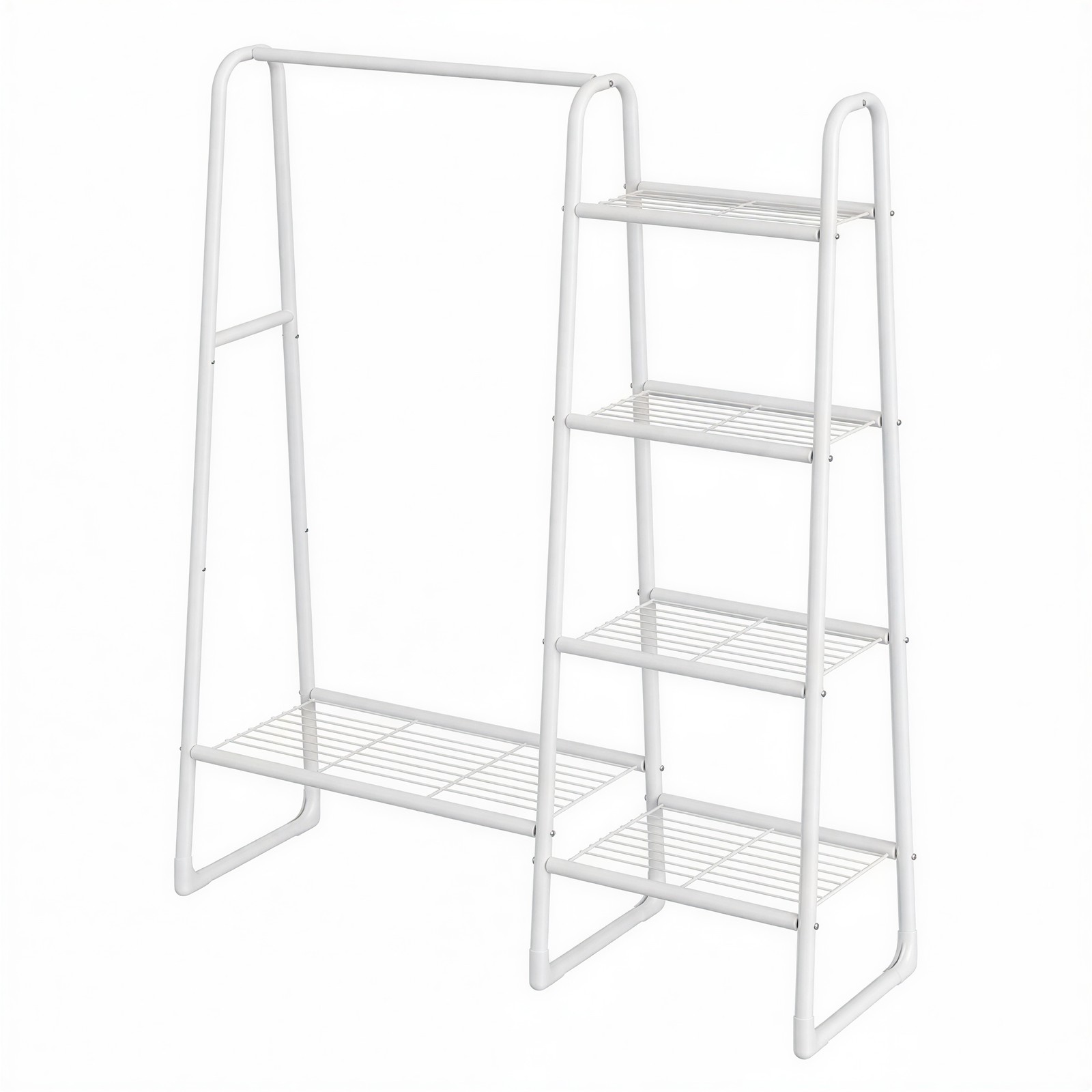 Riidestange 5 riiuliga, terasest, valge, 40 x 101,7 x 153,3 cm
