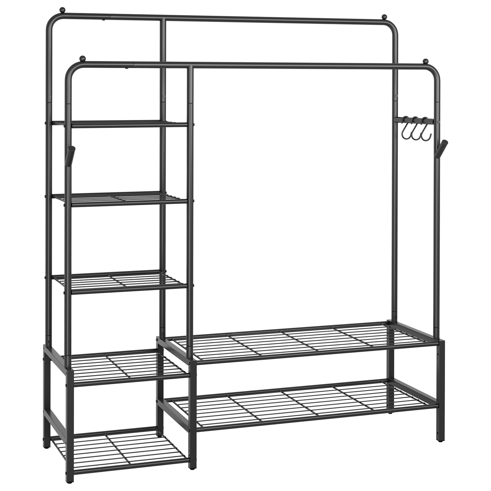 Vaateteline, avoin vaatekaappi 7 hyllyllä, teräs, musta, 45 x 115,8 x 172,8 cm - Image 4
