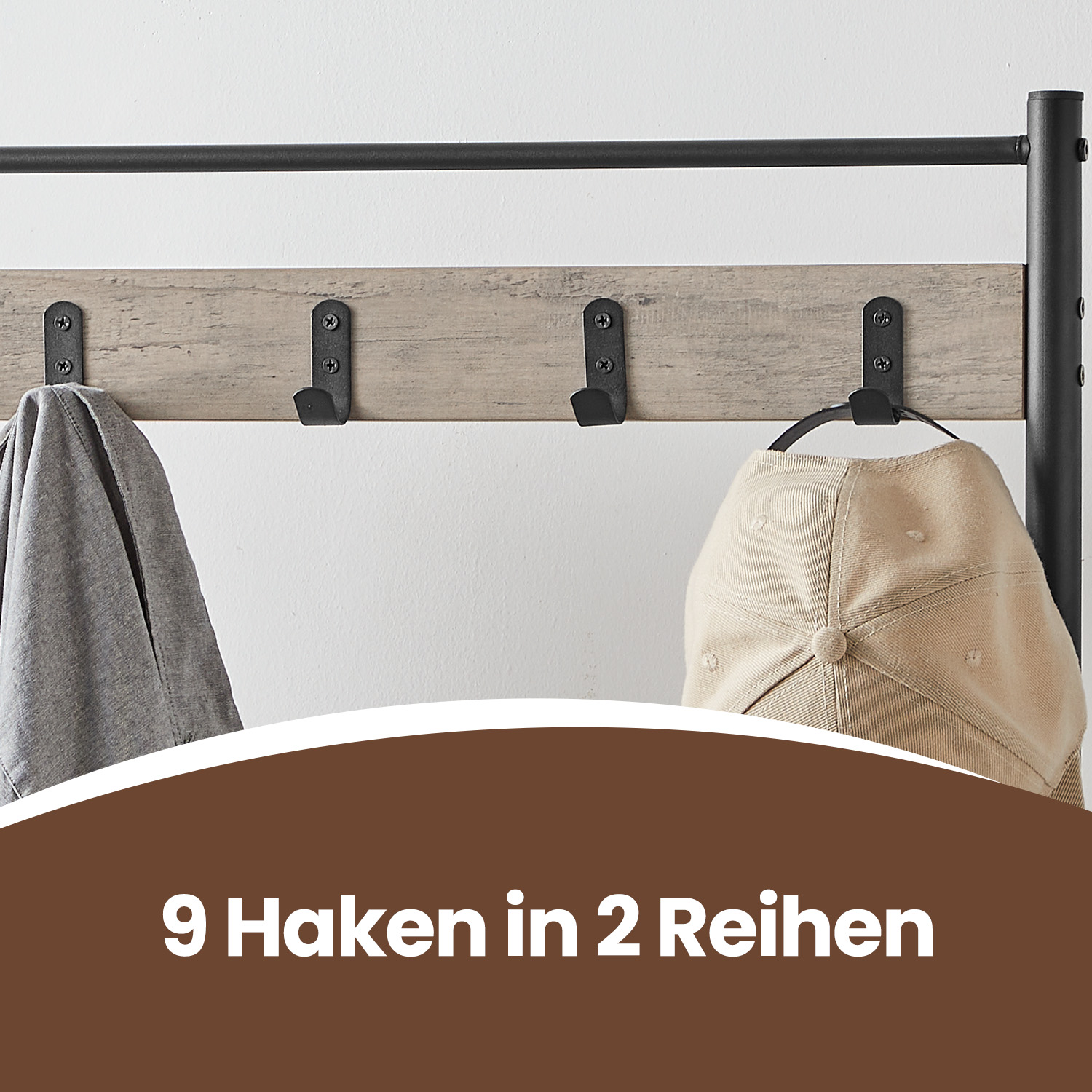 Riidenagi jalatsipingiga, 3-ühes disain, teras ja puitlaastplaat, 70 x 32 x 175 cm - Image 4