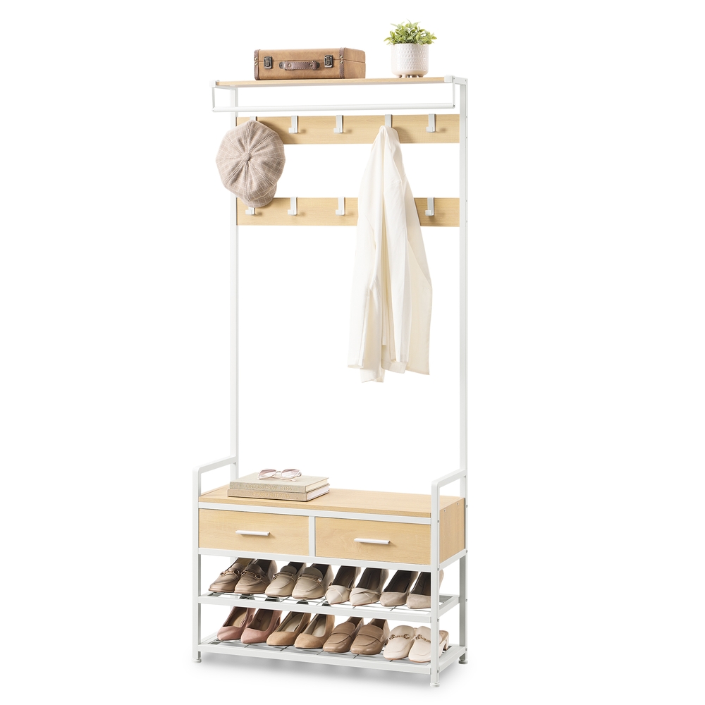 Eteinaulakko kenkäpenkillä, 2 laatikkoa, 30 x 80,4 x 181,6 cm, valkoinen - Image 2