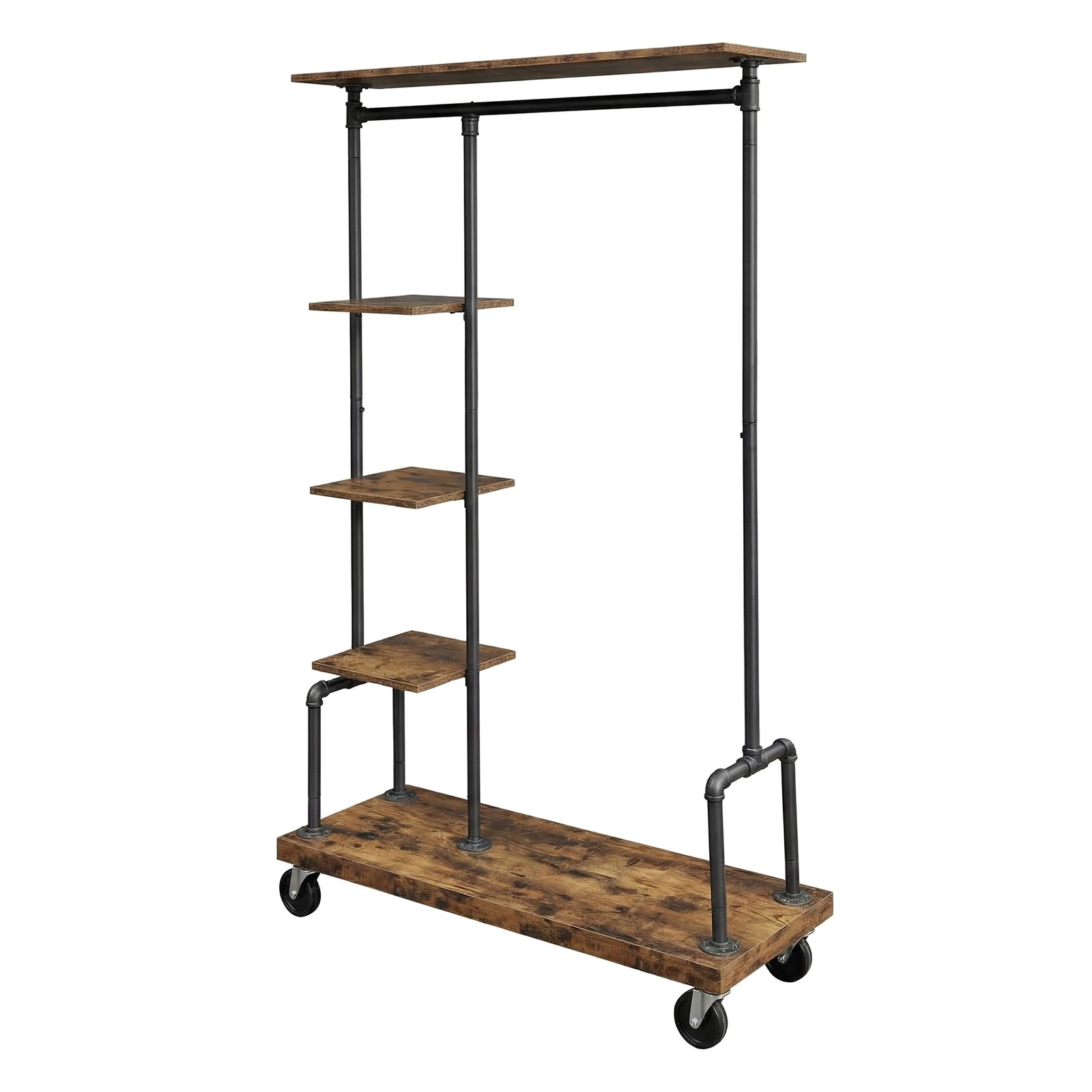 Ratastel riidestange 5 riiuliga, 103,5 x 40 x 174,5 cm, tumepruun