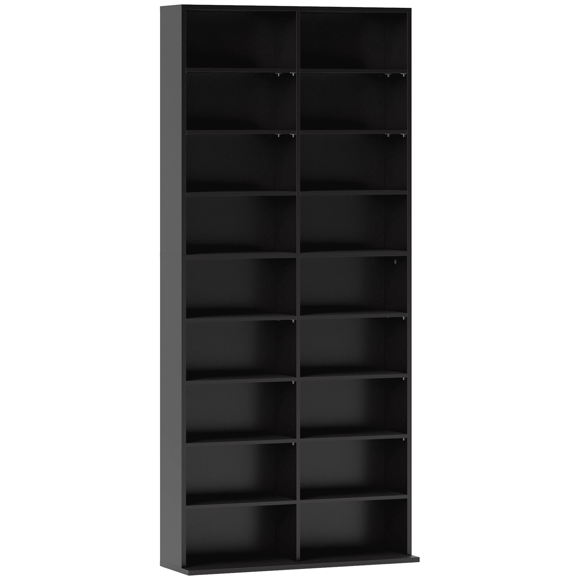 Cd-, dvd- ja blu-ray-hoiuriiul, 18 lahtrit, 14 reguleeritavat riiulit, must, 78,5 x 24 x 175 cm