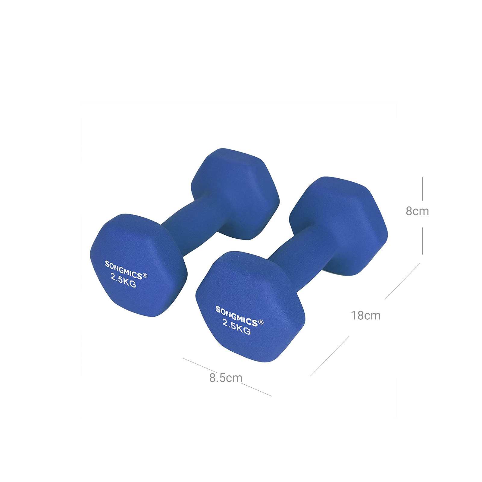 Hanteliai, 2 vnt. rinkinys, 2 x 2,5 kg, juodi, jėgos treniruotėms - Image 6