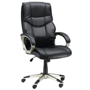 Kontoritool kiigufunktsiooniga, must, PU-nahk, 70 x 58 x 114-124 cm