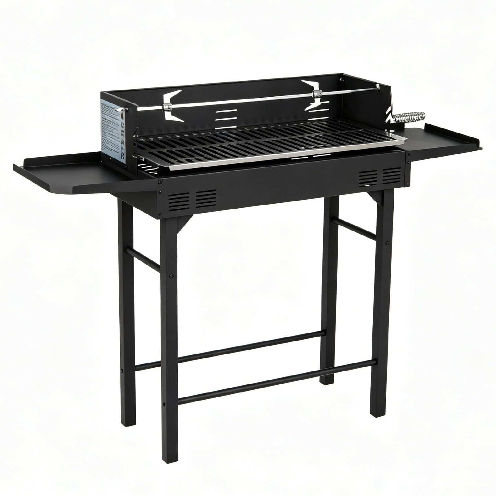 Söegrill riiulitega ja reguleeritava grillrestiga, 73 x 34 cm, must