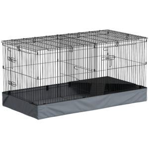 2-in-1 väike loom puur, must / hall, 121 x 61 x 61 cm