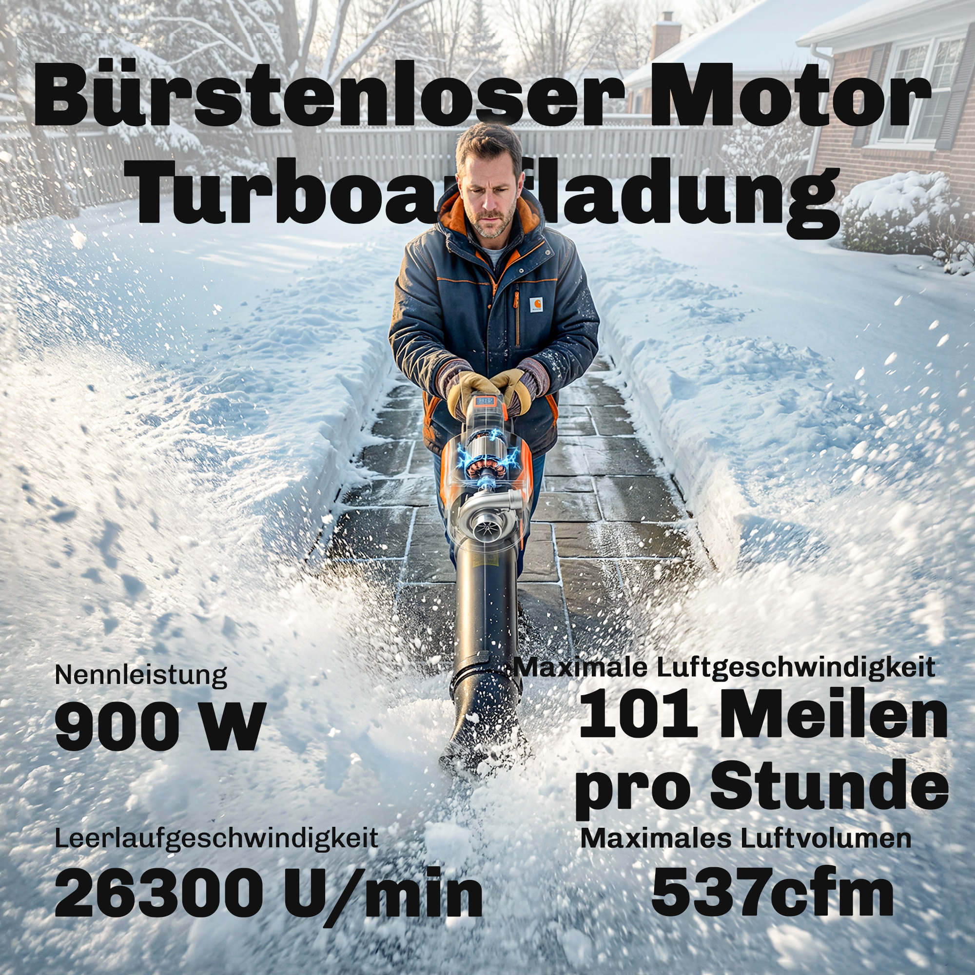 Akkukäyttöinen lehtipuhallin 20 V, 2 x 4,0 Ah akut, laturi, Turbo-Boost, 162,7 km/h - Image 4