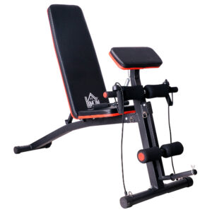 Reguleeritav hantlite pink preacher curl jaamaga, must/punane, 160 x 54 x 106 cm