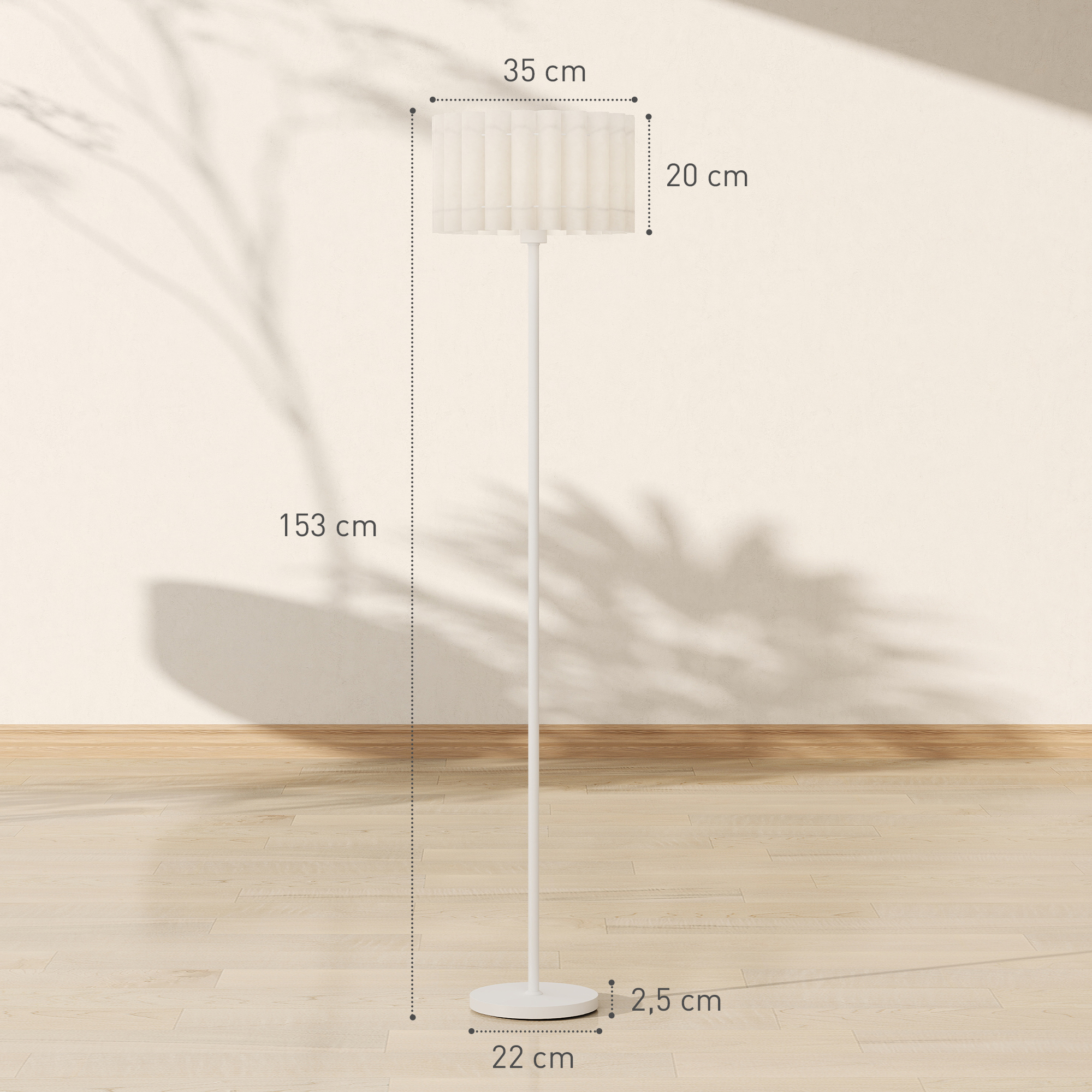Retro stila stāvlampa, plastmasas abažūrs, balta, Ø35 x 153 cm - Image 3