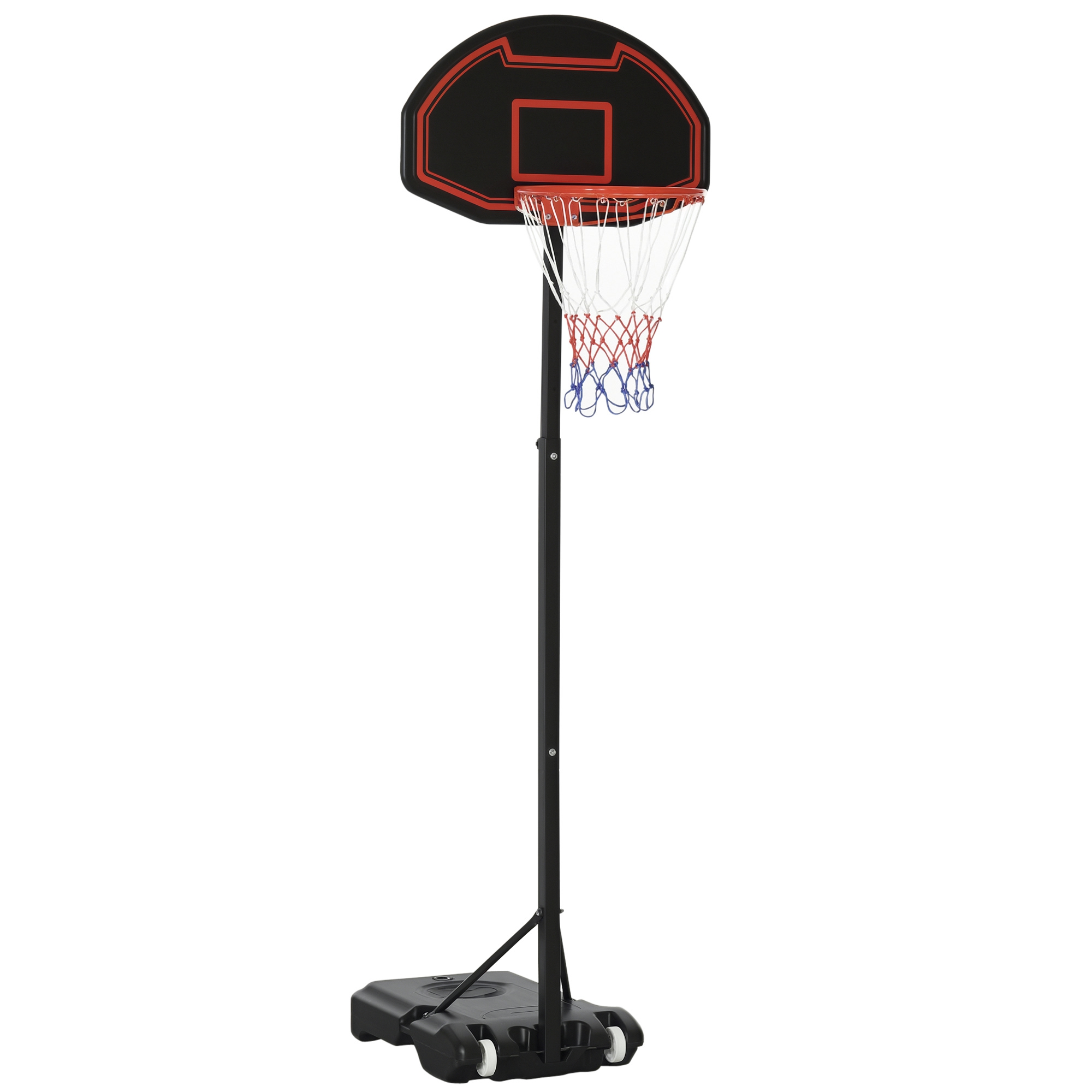 Reguleeritava kõrgusega korvpallialus, täidetav alus, must, 73 x 49 x 195-250 cm