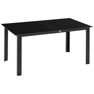 Aiatool 6 inimesele, must, 150 x 90 x 74 cm, karastatud klaas
