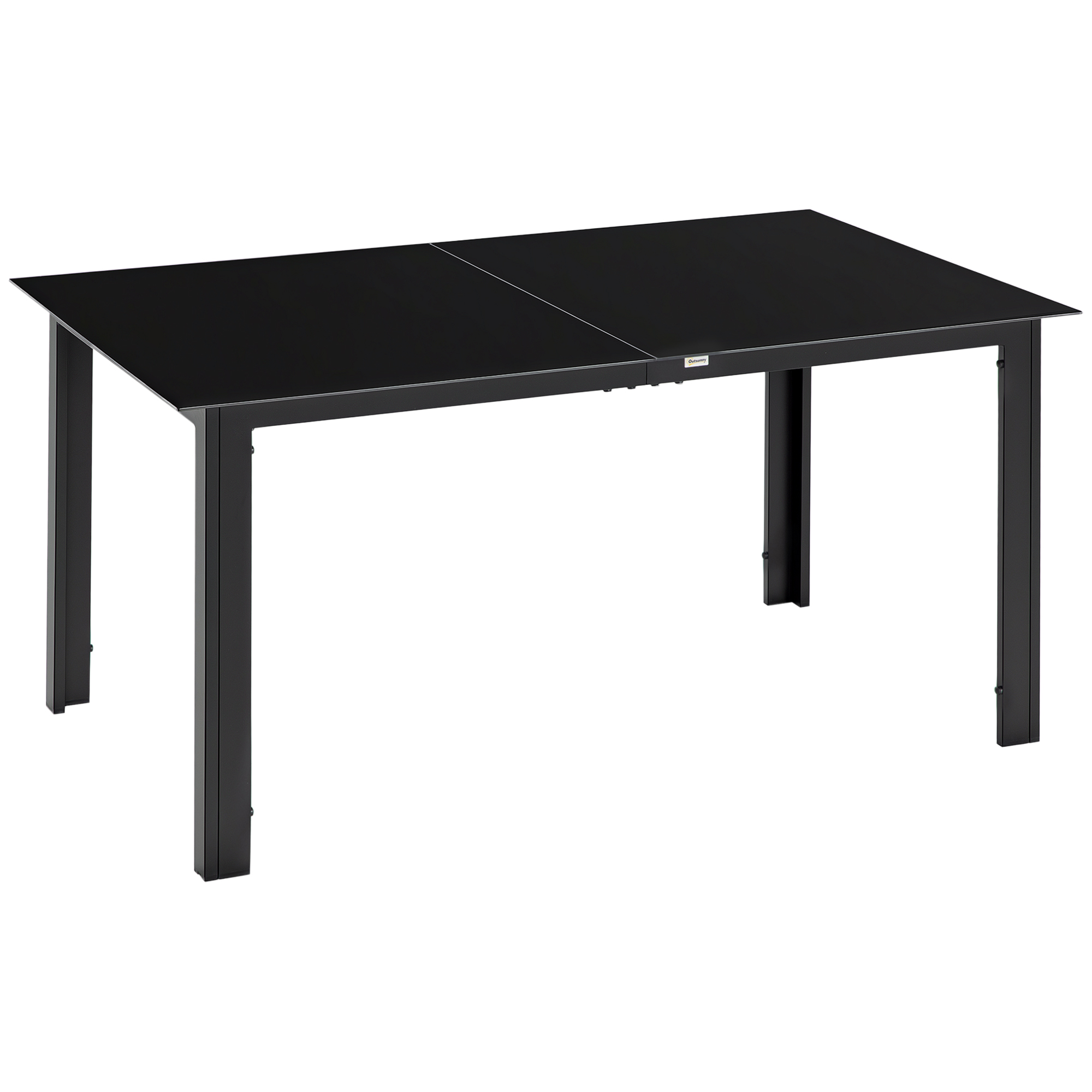 Lauko stalas 6 asmenims, juodas, 150 x 90 x 74 cm, grūdintas stiklas