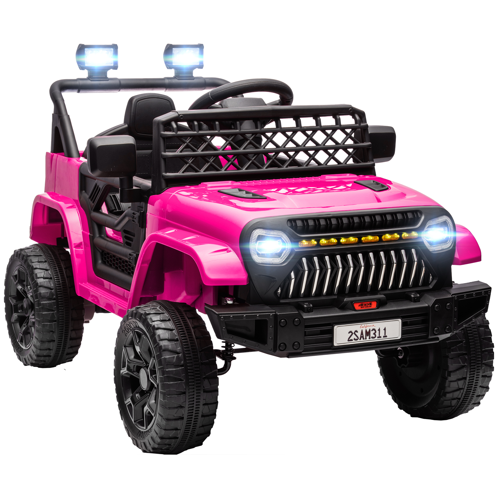 Laste elektriauto 12 V, roosa, 2,4 GHz puldiga, 2 mootorit, 95 x 62,5 x 65 cm