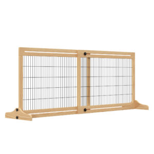 Puinen lemmikkiportti, luonnonpuun värinen, 104-183 x 36 x 69 cm