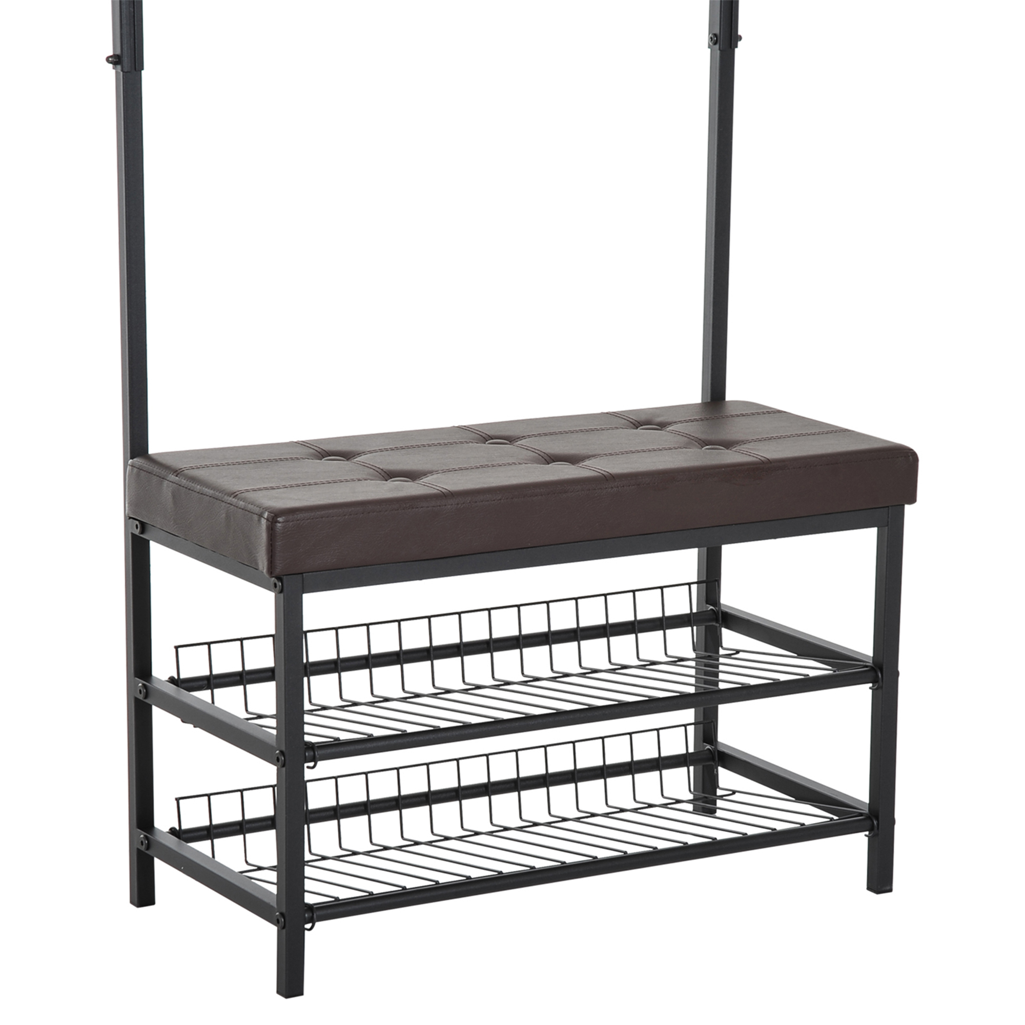 Eteisen naulakko ja kenkäpenkki, metalli, musta ja ruskea, 72,5 x 35 x 180 cm - Image 9