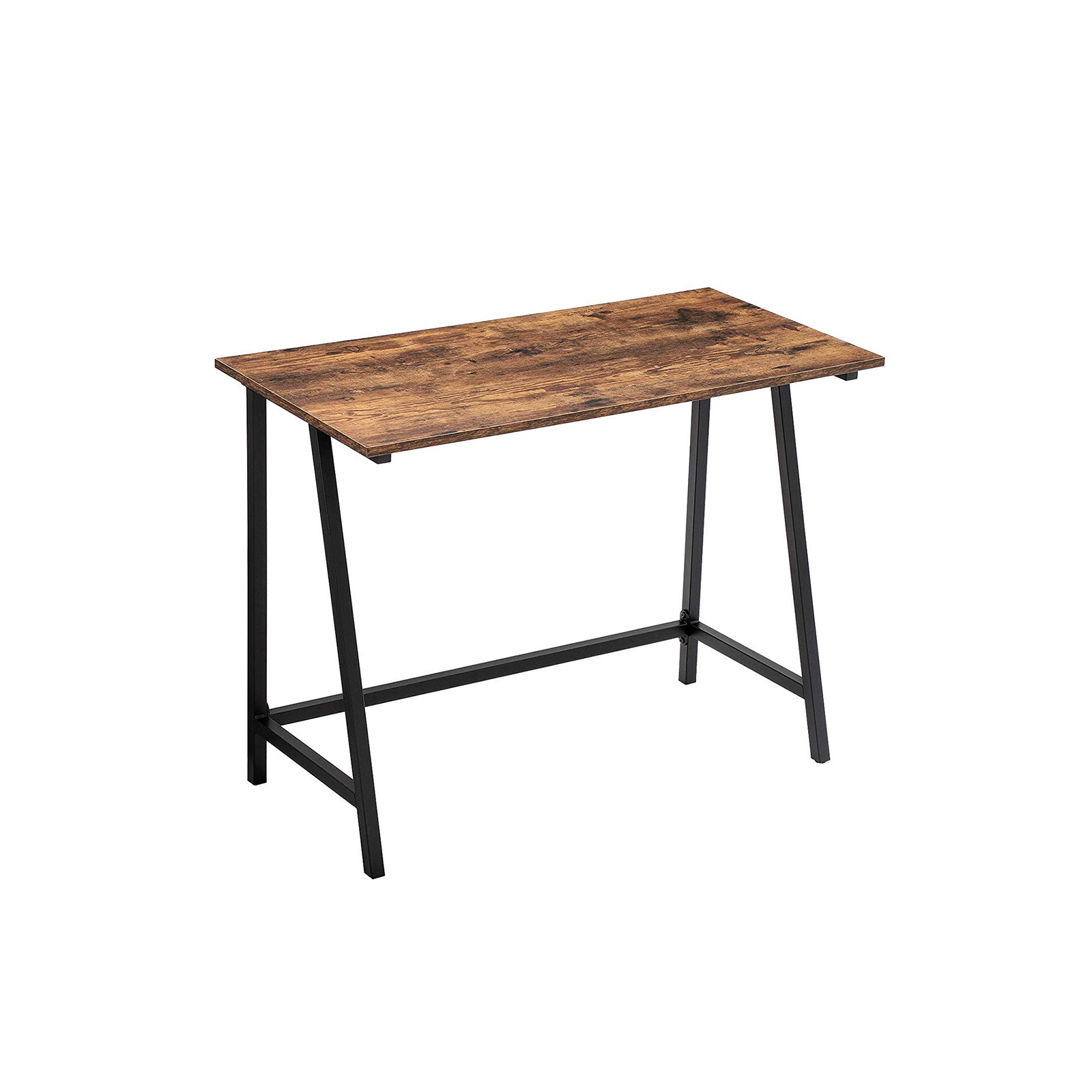 Rašomasis stalas 100 x 50 x 75 cm, medžio drožlių plokštė ir plienas, vintažinė ruda-juoda