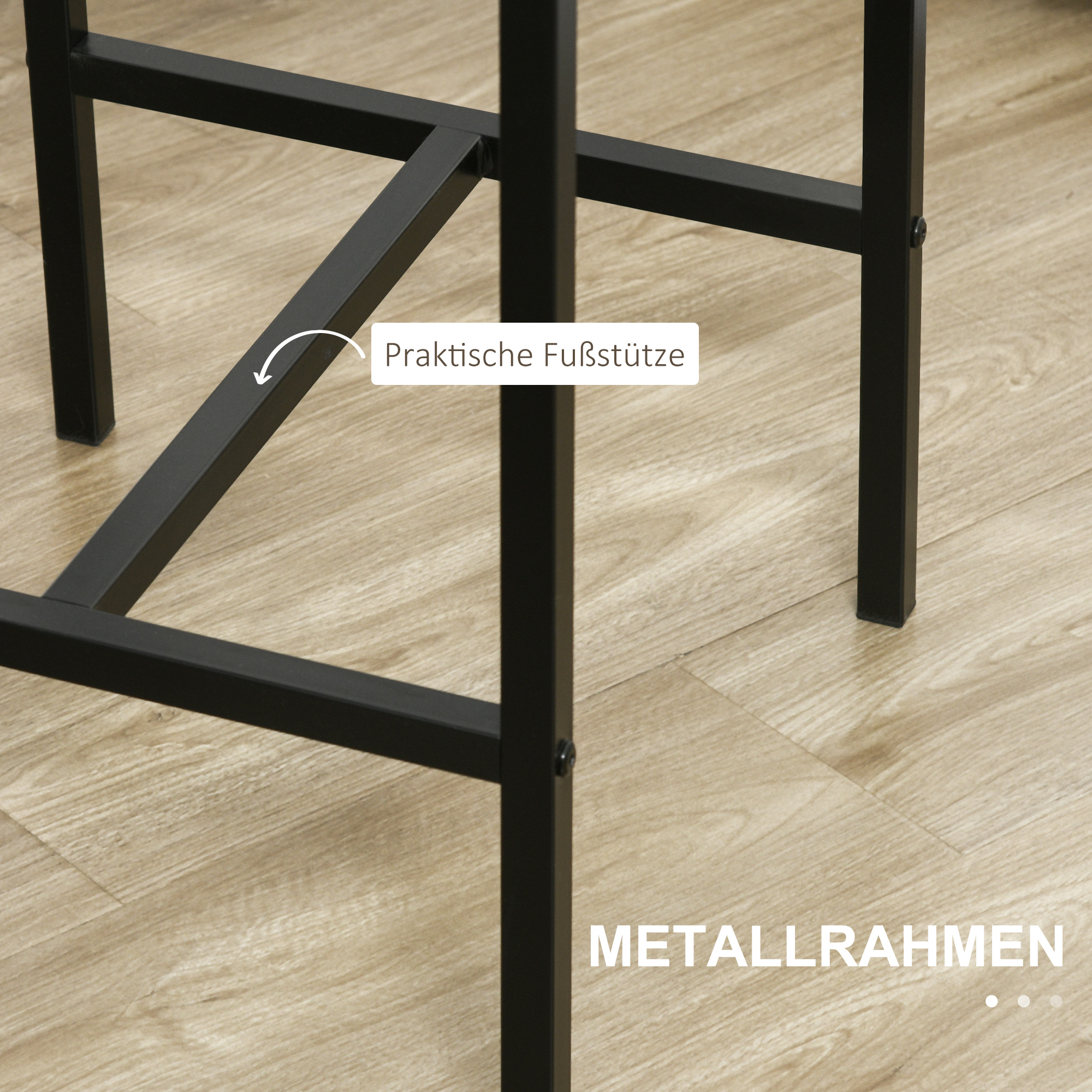 3-osainen baaripöytäsetti, korkea pöytä, 2 tuolia, MDF, metallirunko, ruskea-musta - Image 5