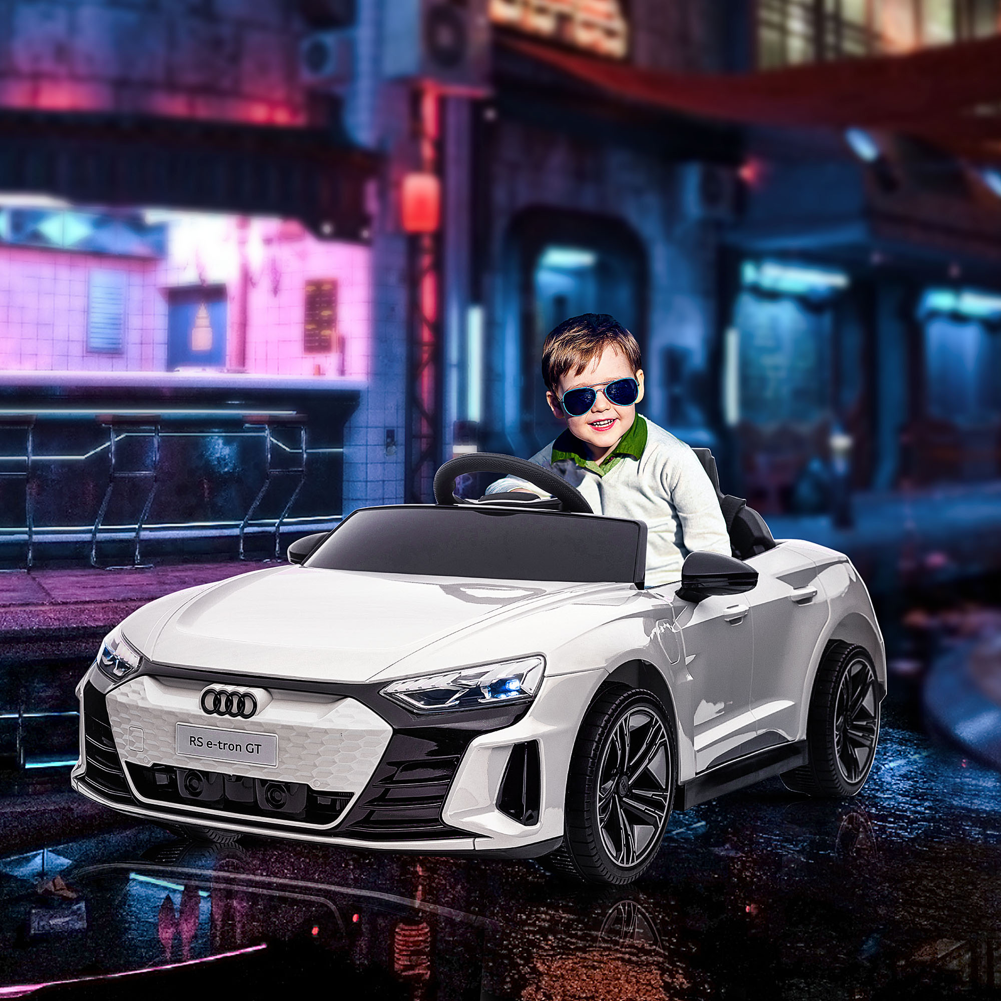 Lasten sähköauto Audi RS e-tron GT, valkoinen, 103 x 58 x 41 cm - Image 2