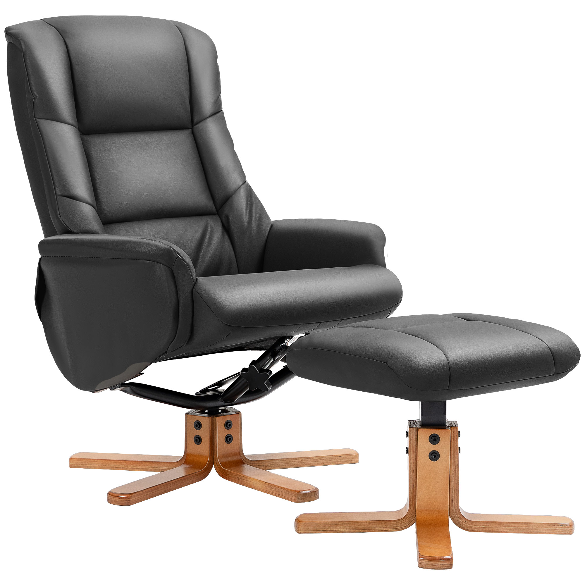 Lõõgastustool jalatoega, must, 150 kg, 71 x 84 x 102 cm