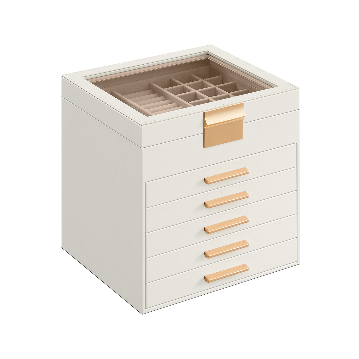 Ehetekarp klaaskaanega, 6 tasandit, 20,3 x 23,1 x 22,8 cm, valge