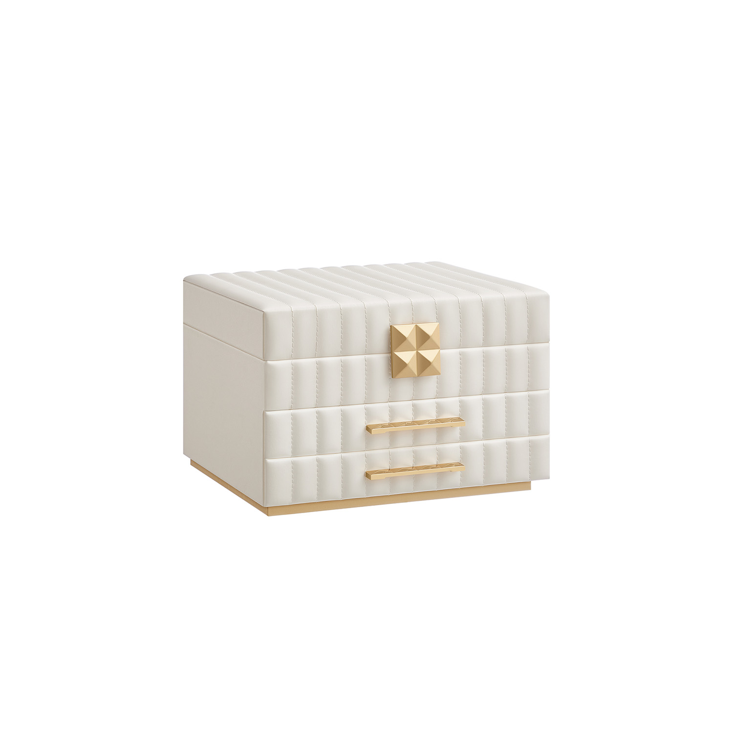Ehetekarp peegliga, 3 tasandit, 2 sahtlit, PU, 21,5 x 24 x 15,8 cm, valge