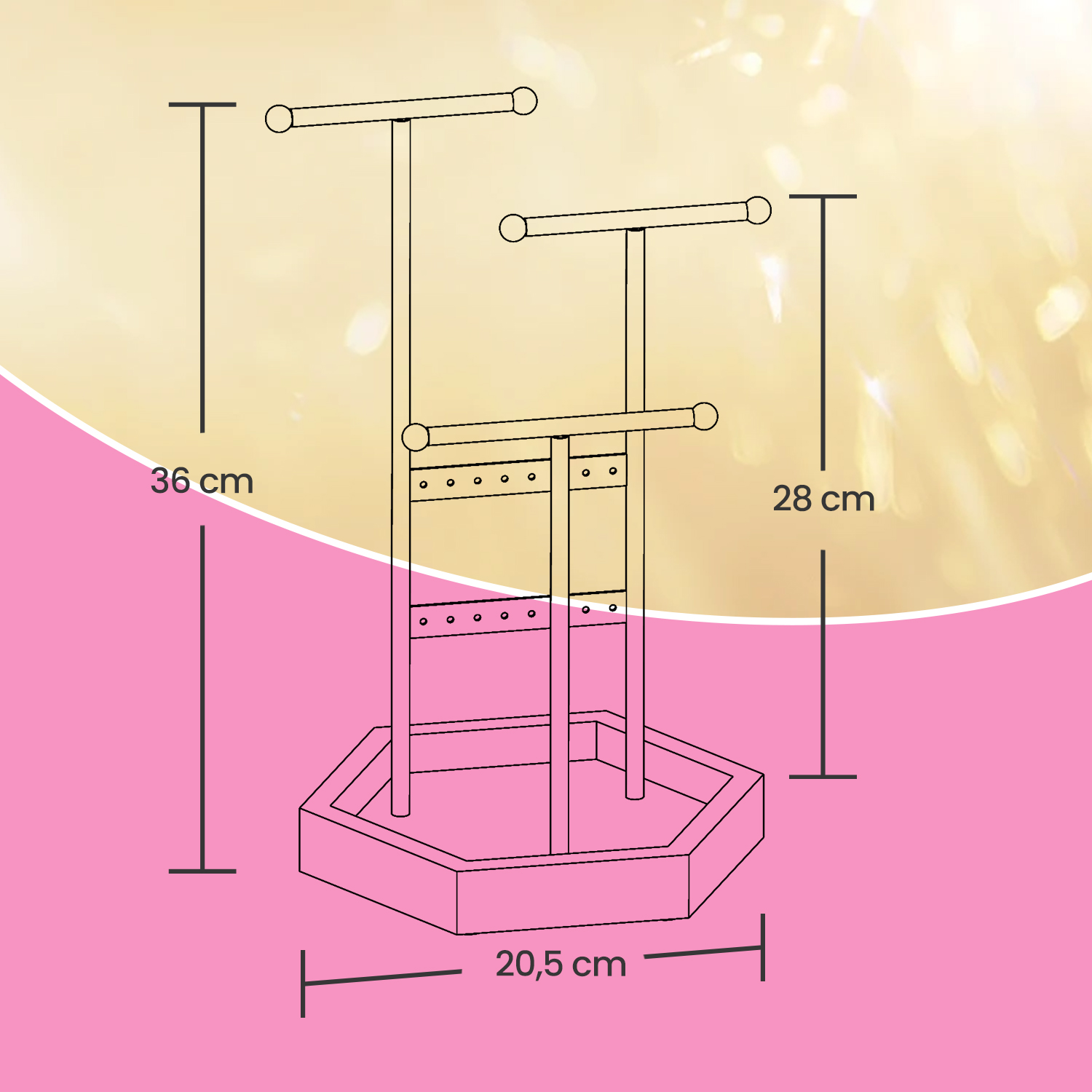 Koruteline metallista ja puusta, valkoinen, 20,5 x 18 x 36 cm - Image 6