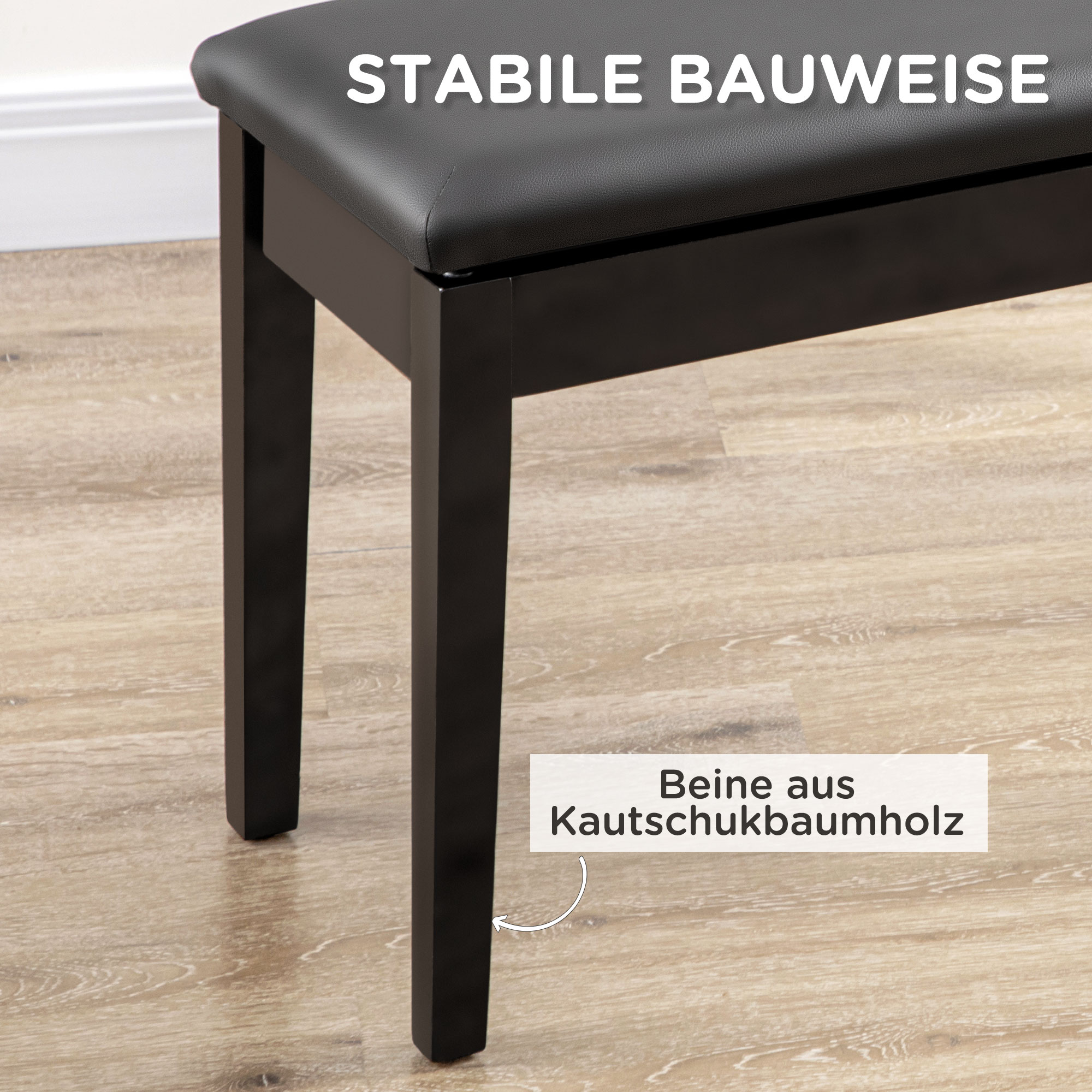 Pianopenkki yhdelle hengelle, musta, 75 x 35 x 49 cm - Image 5