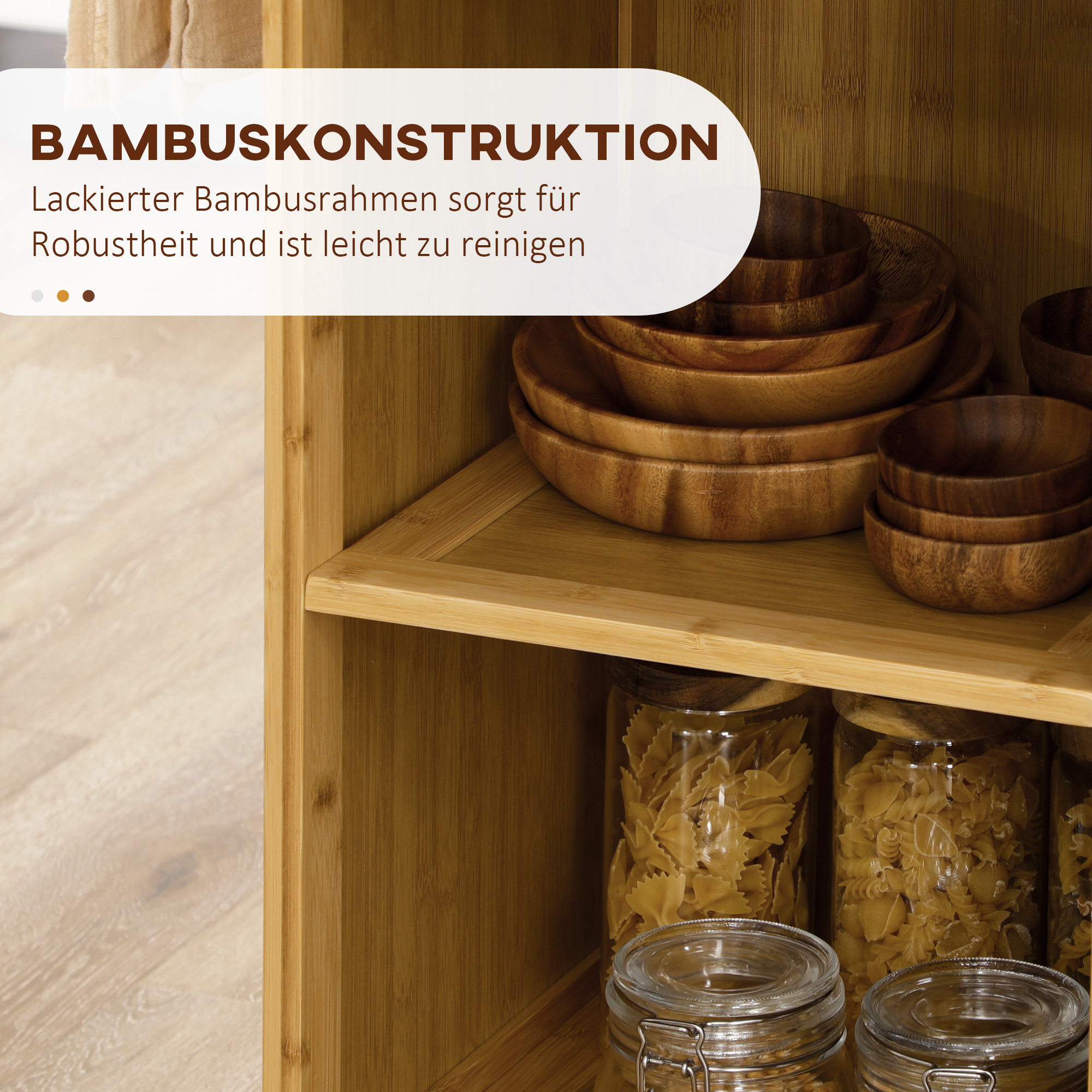 Bambusa virtuves ratiņi, dabiski, 84 x 36 x 85 cm - Image 8