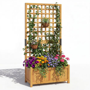 Puidust lillekast võrega, 76 × 32 × 143 cm, oranž