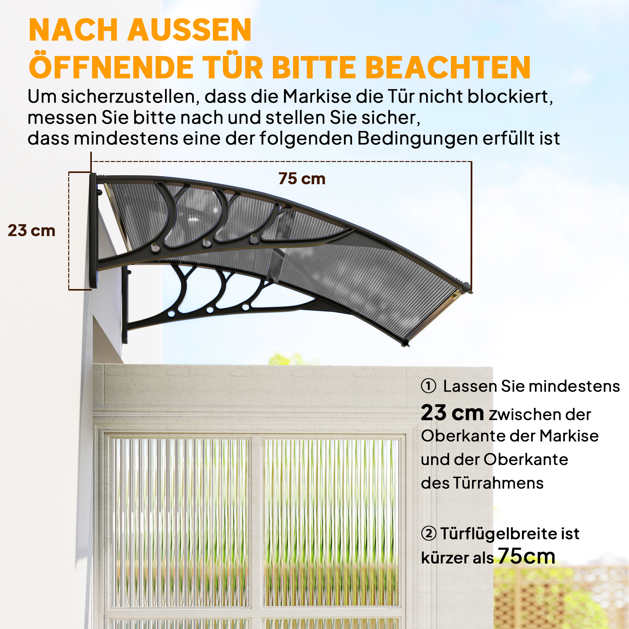 Durvju un logu nojume, melna, 100 x 75 x 23 cm - Image 7