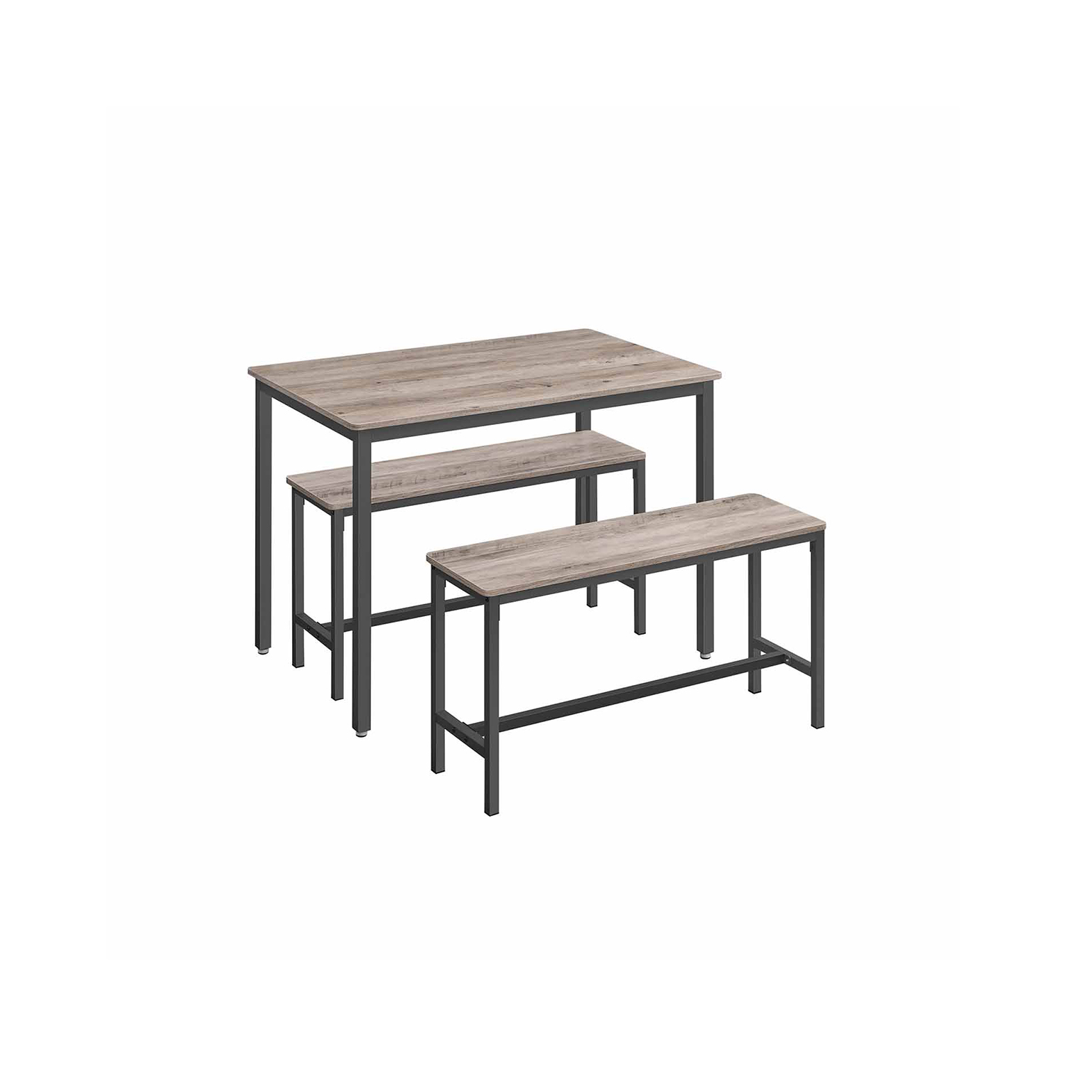 Söögilauakomplekt 2 pingiga, 3-osaline, 110 x 70 x 75 cm, hallikaspruun, must