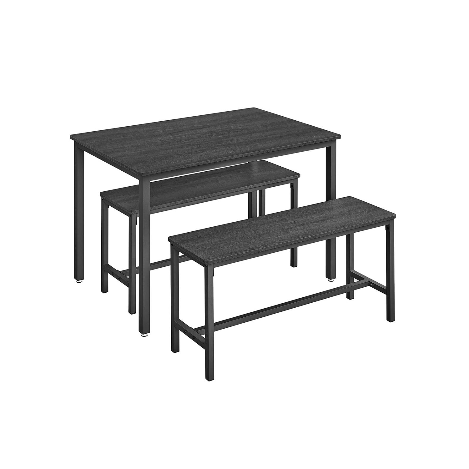 Söögilauakomplekt 2 pingiga, 3-osaline, 110 x 70 x 75 cm, tuhmmust ja must