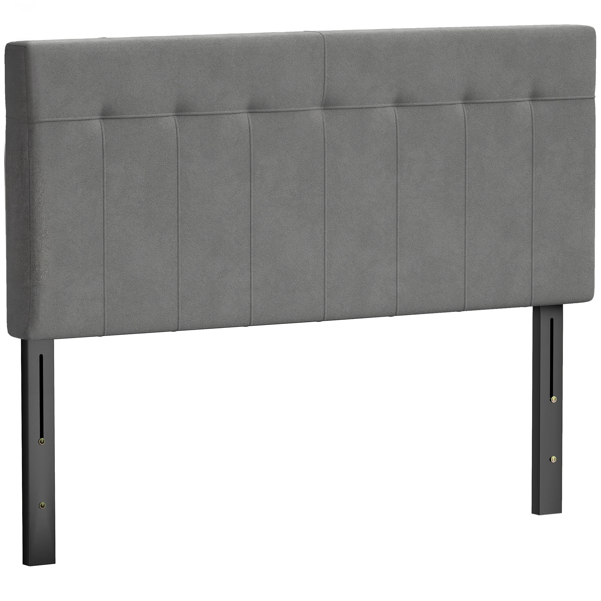 3 kartus reguliuojamas lovos galvūgalis su metalinėmis kojelėmis, pilkas, 140 x 10 x 106-126 cm