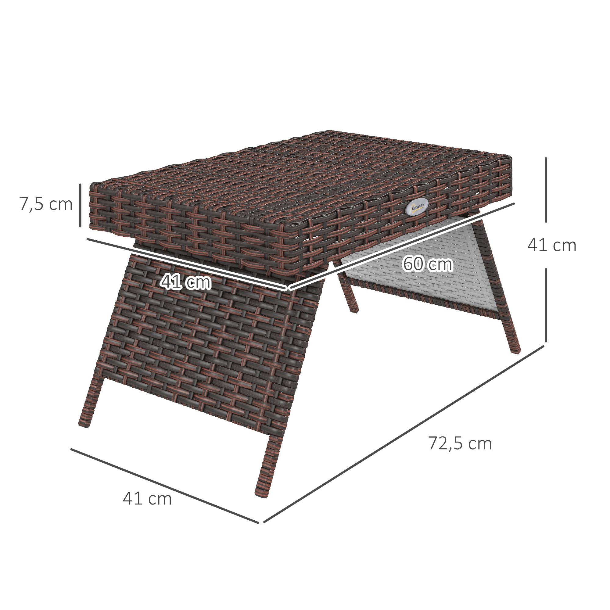 Lauko šoninis staliukas, PE rotangas, rudas, 60 x 41 x 41 cm - Image 3