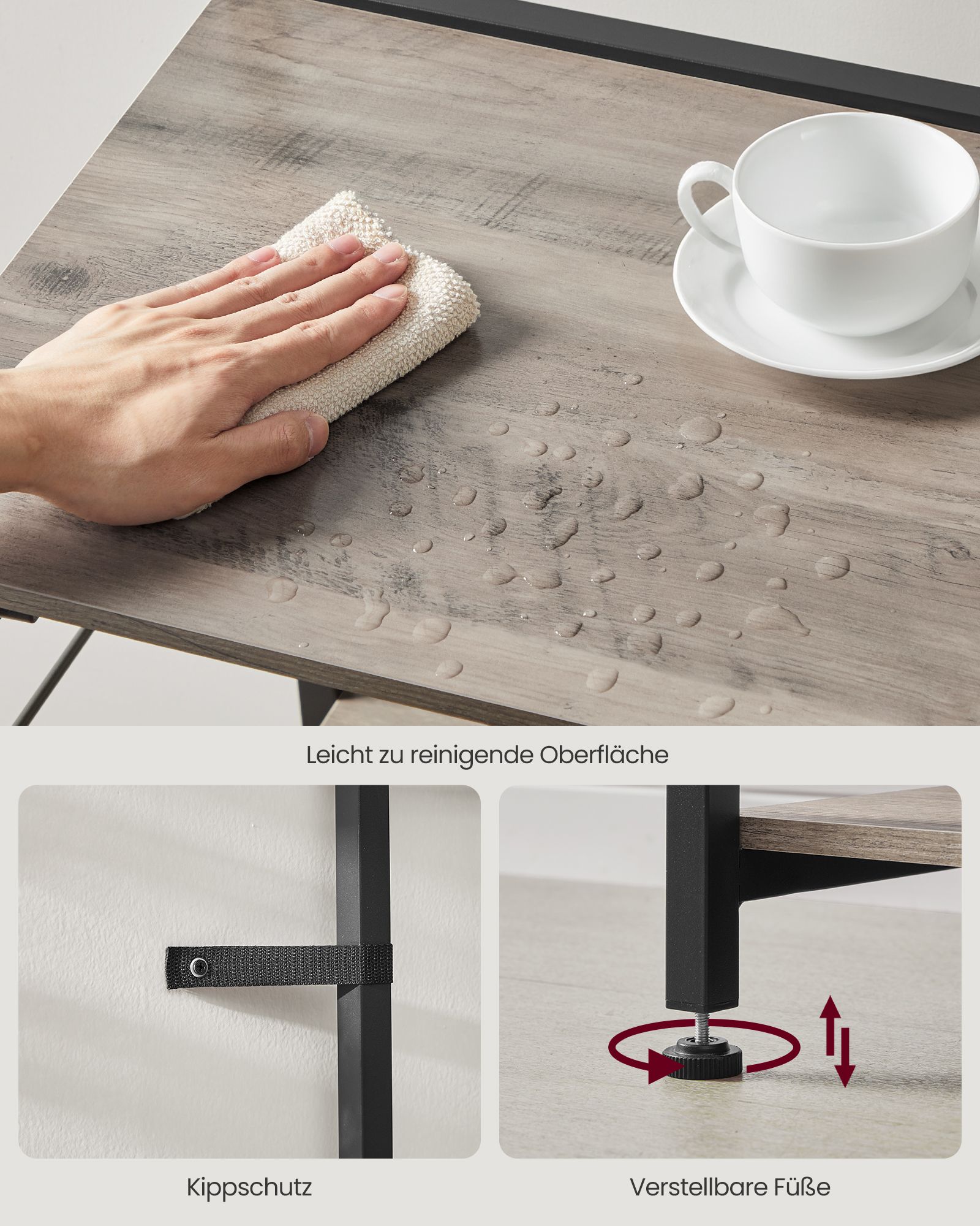 Virtuves plaukts ar kontaktligzdām un grozu, 40 x 90 x 165,5 cm, pelēkbrūns-melns - Image 9