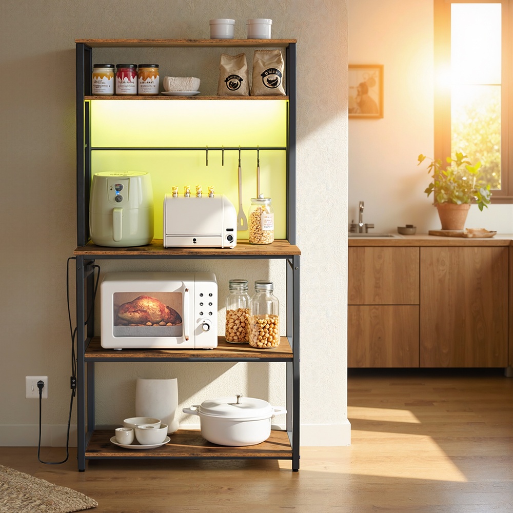 Keittiöhylly LED-valaistuksella ja säädettävillä hyllyillä, 40 x 80 x 168,4 cm - Image 5