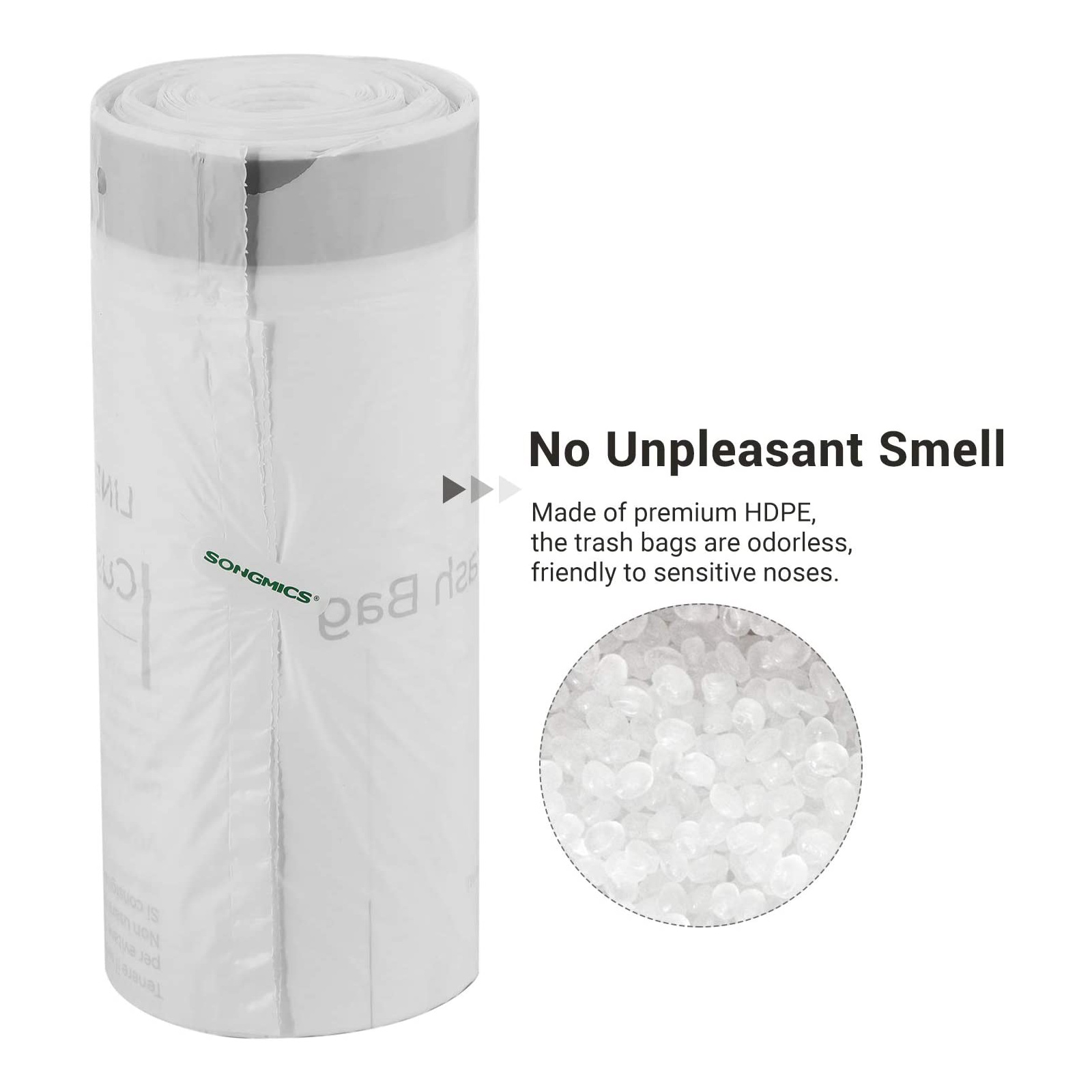 Maišeliai šiukšlėms su užtraukiama juosta, 30 l, 45 vnt., balti, HDPE, 52 x 74 cm - Image 7