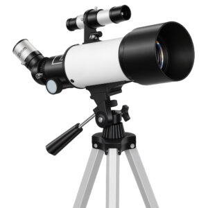 Astronoomiline refraktor teleskoop algajatele statiiviga, 70 mm, valge ja must