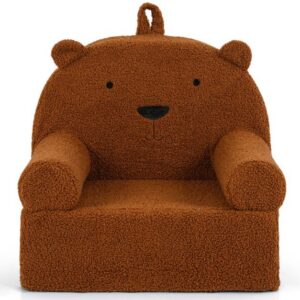 Vaikiškas Meškiuko Sofa su Minkštu Teddy Fliso Audiniu, Rudas