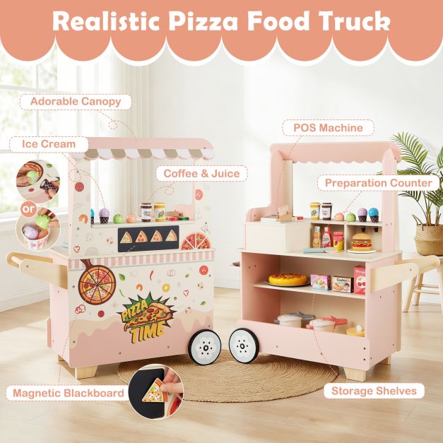 Laste puidust pizza müügikäru ahjuga roosa - Image 7