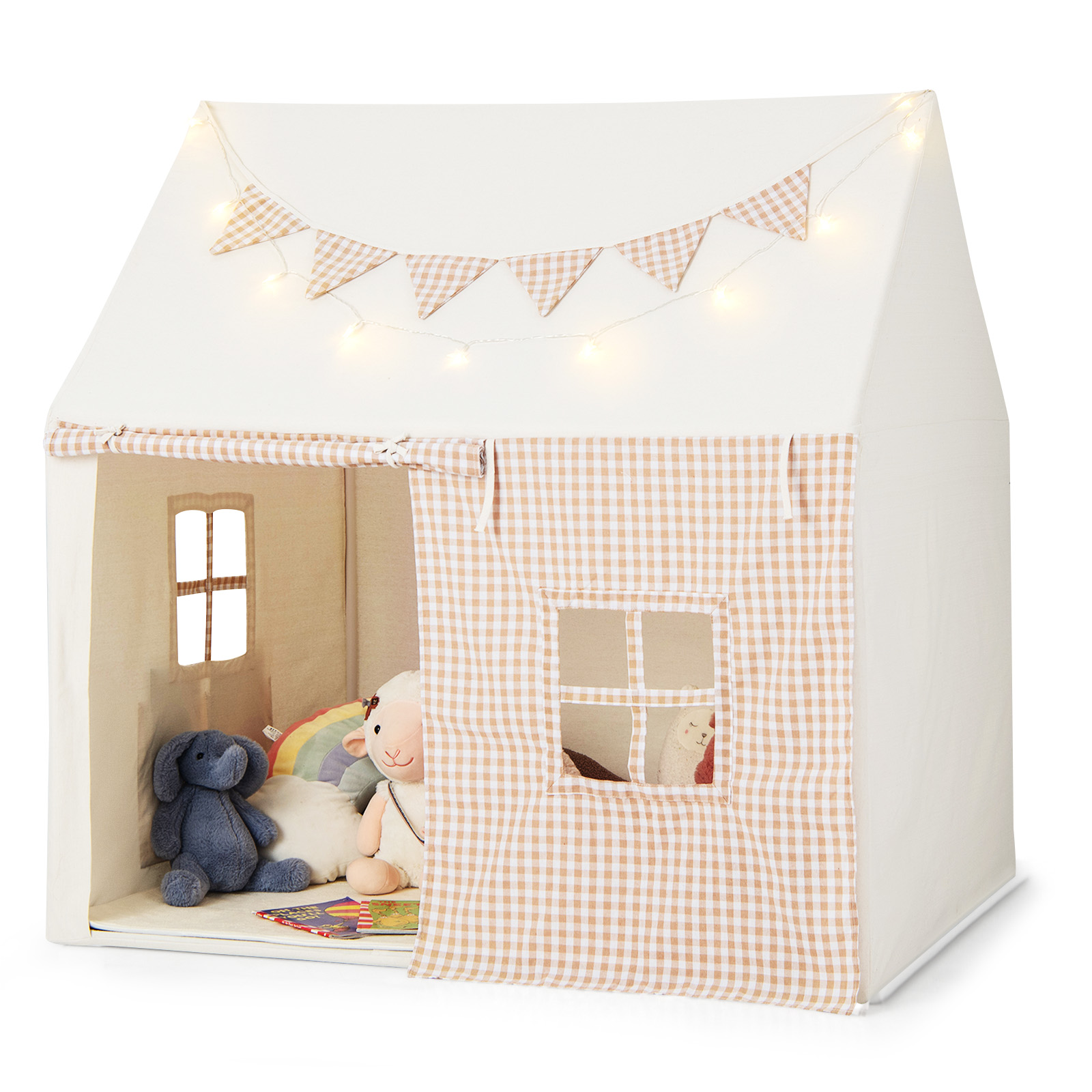 Lasten iso leikkiteltta pehmusteella, beige - Image 4