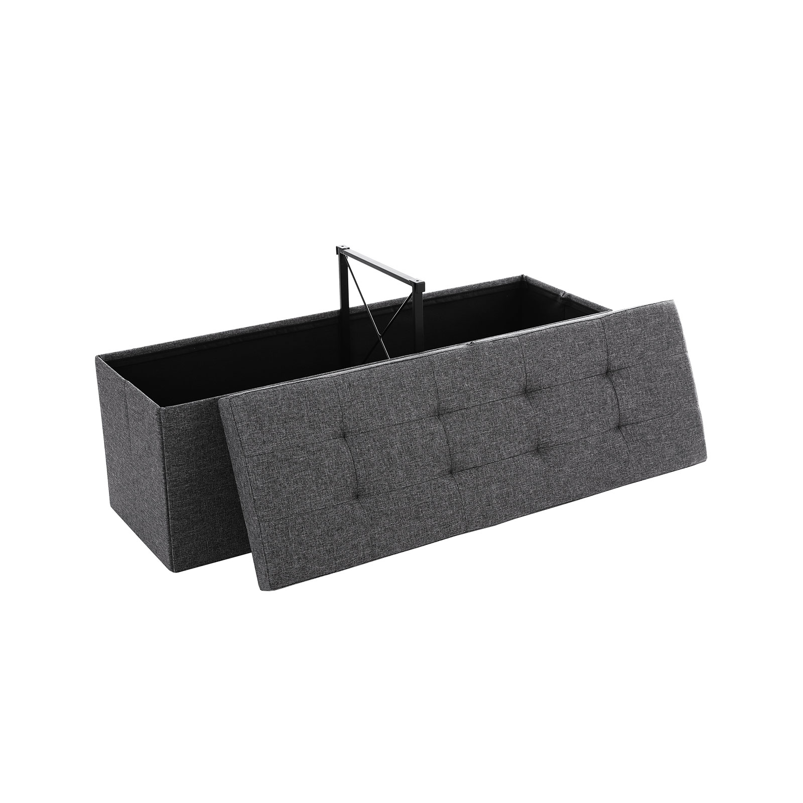 Daiktadėžė-suoliukas su pakeliamu dangčiu, 110 x 38 x 38 cm, tamsiai pilka - Image 2