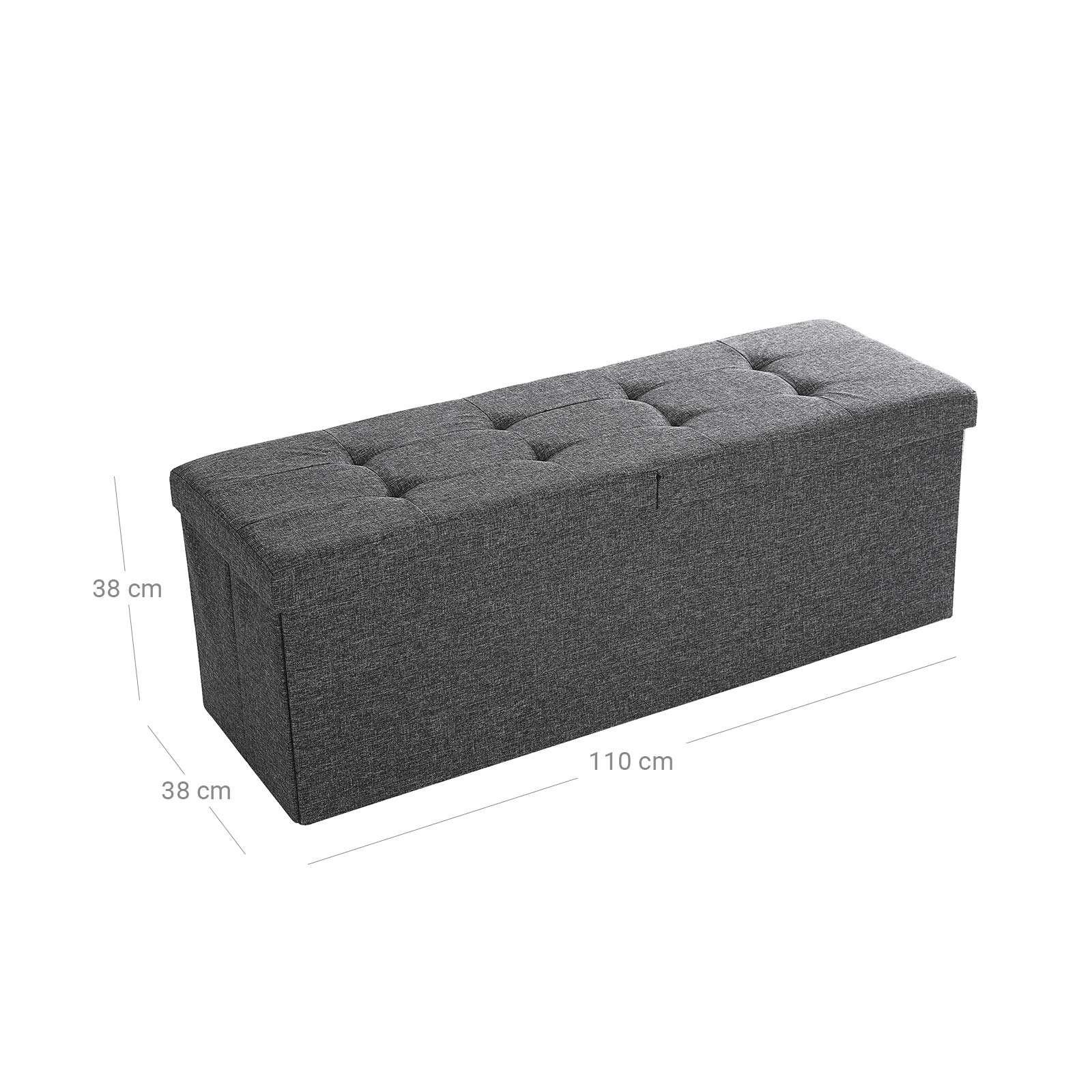 Daiktadėžė-suoliukas su pakeliamu dangčiu, 110 x 38 x 38 cm, tamsiai pilka - Image 7