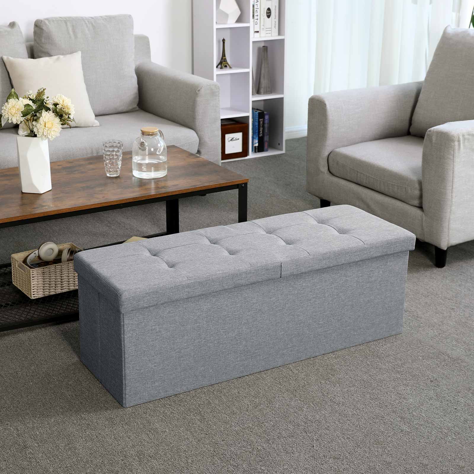 Daiktadėžė-sėdmaišis su pakeliamu dangčiu, 110 x 38 x 38 cm, šviesiai pilka - Image 3