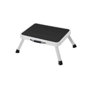 Kokkupandav üheastmeline astepink terasest, valge, 37,5 x 26,5 x 17,5 cm, kuni 150 kg